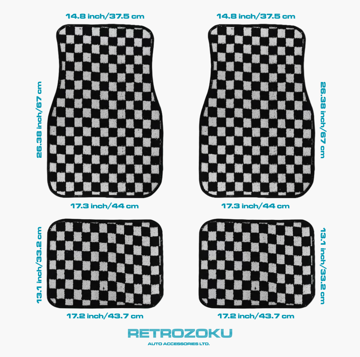 Grand Touring Checkered Mats - Universal 4 Piece